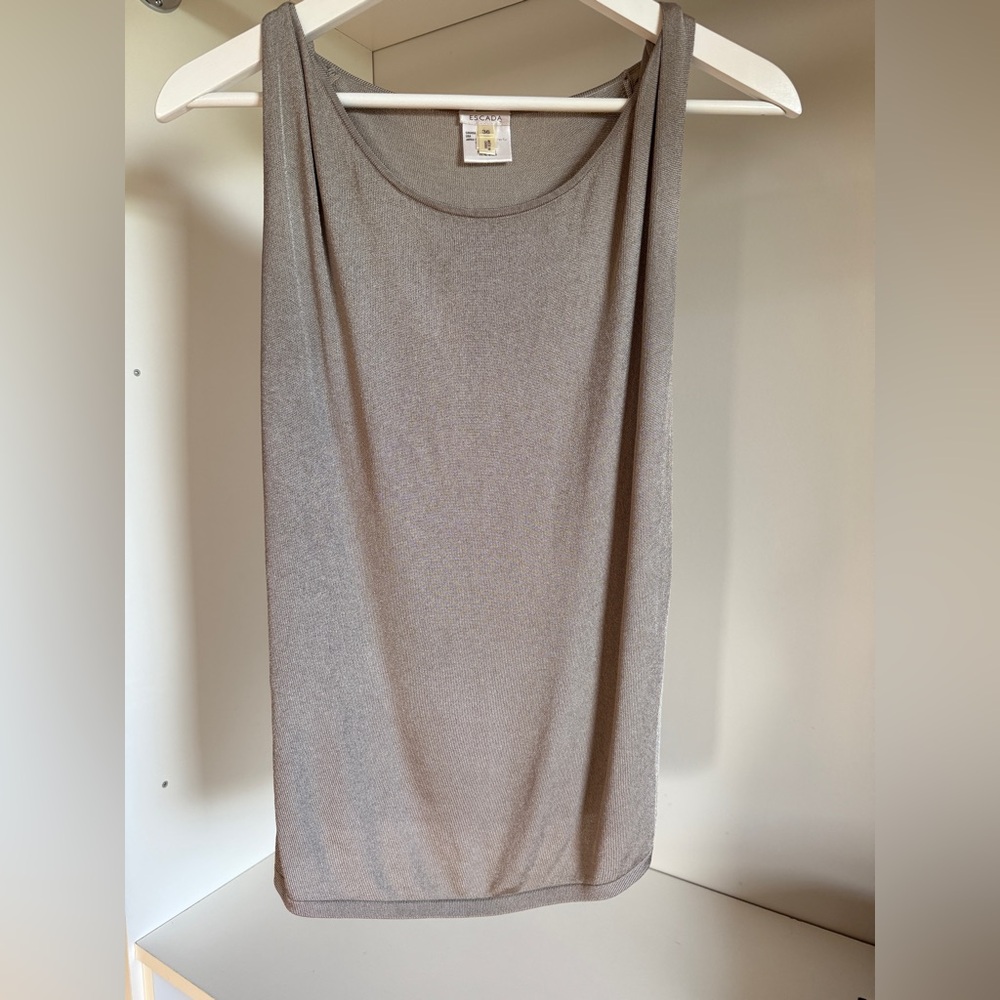 Escada Silver Metallic Gray Sleeveless Top